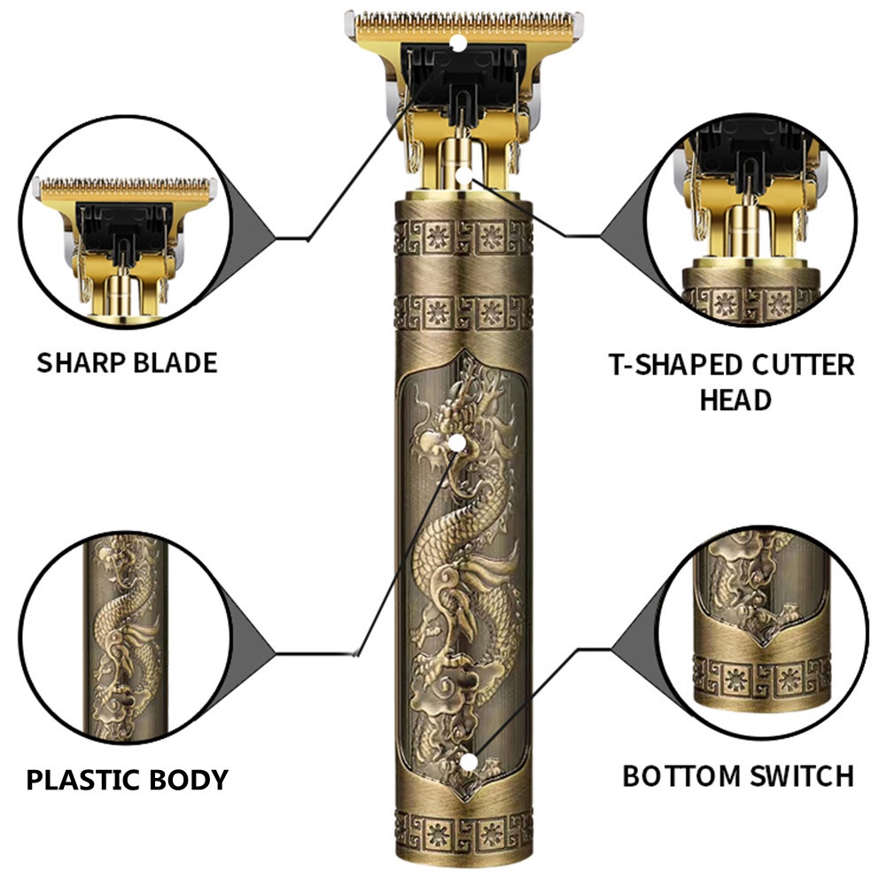Alat Cukur Elektrik Hair Clipper Trimmer Model Dragon Vintage T9-3