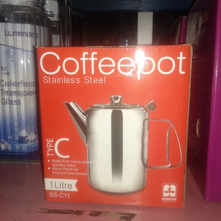 Maspion Coffee Pot C / D - Teko Kopi Pot / Susu Stainless Steel 1 Liter