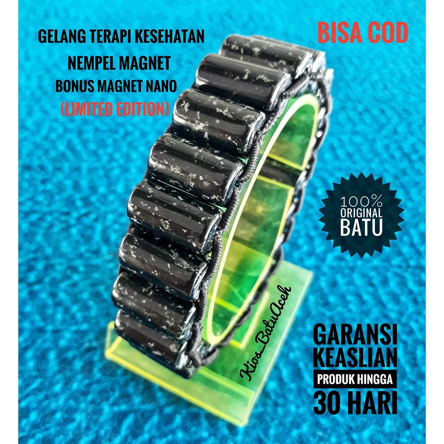 Gelang Batu Giok Black Jade Loreng Original Asli Aceh Tabung Rantai