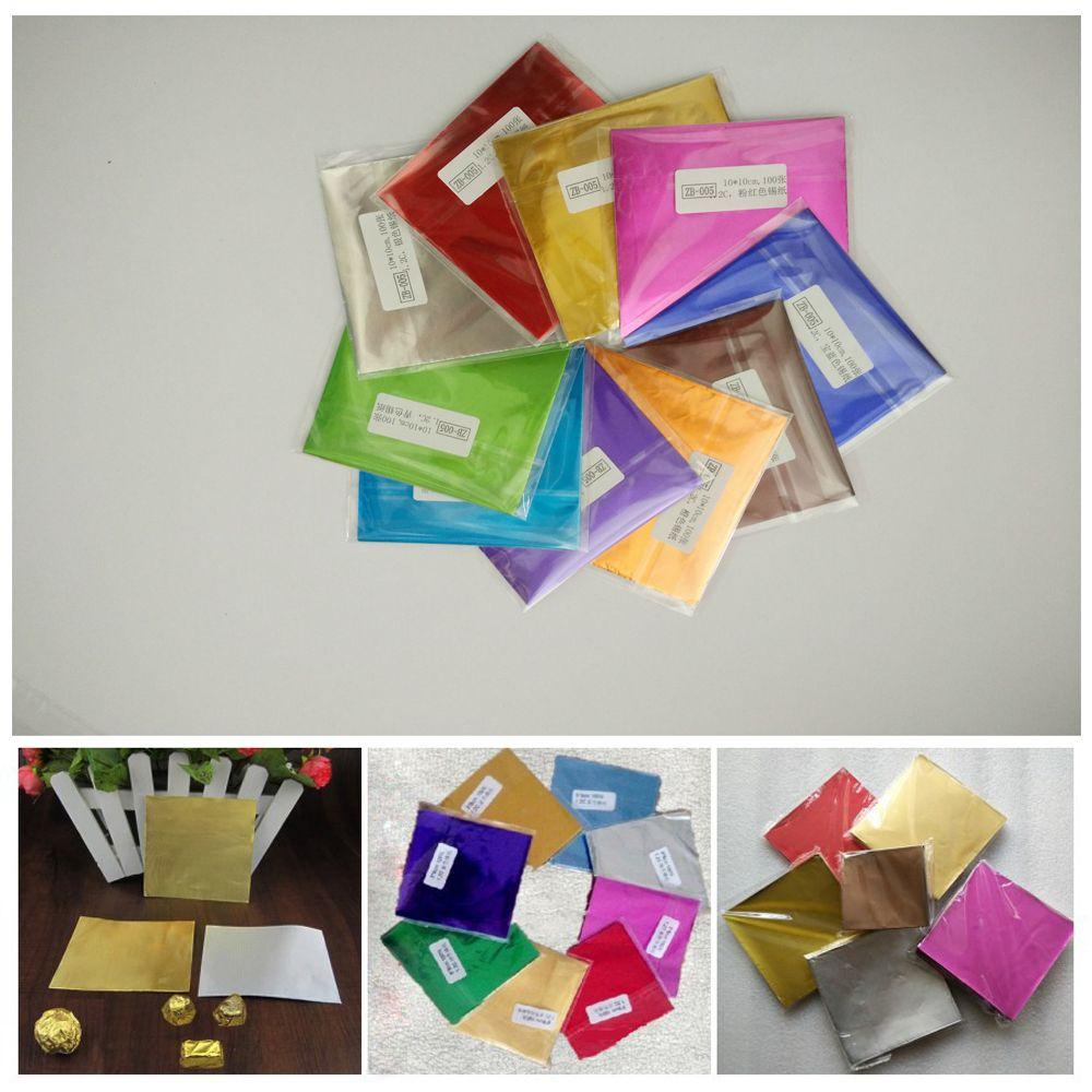 R-flower 100pcs/Lot 3.15 &quot;x 3.15&quot; Aluminium Foil Bening Muti-Warna Tin Makanan Coklat