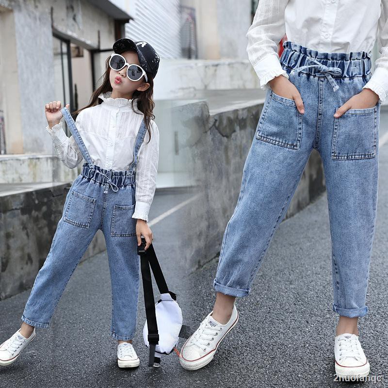 Girls Fall Pants Jeans Strap Children S Yang Style Girl Big Child 19 New Korean Version 7 12 Shopee Indonesia