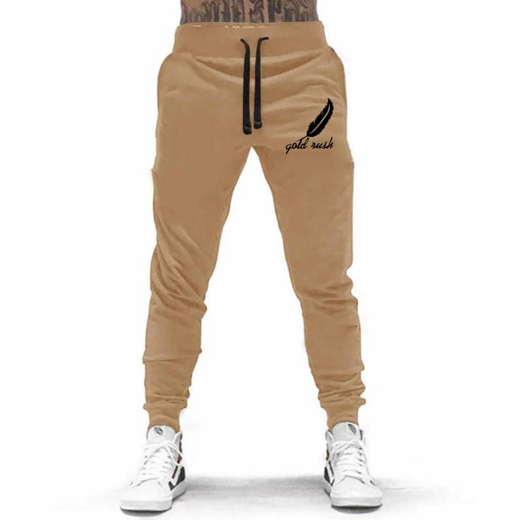 CELANA PANJANG JOGGER BULU AYAM GOLD RUSH UNISEX BAHAN FLEECE TEBAL / KUALITAS BAGUS / JOGGER PRINTING