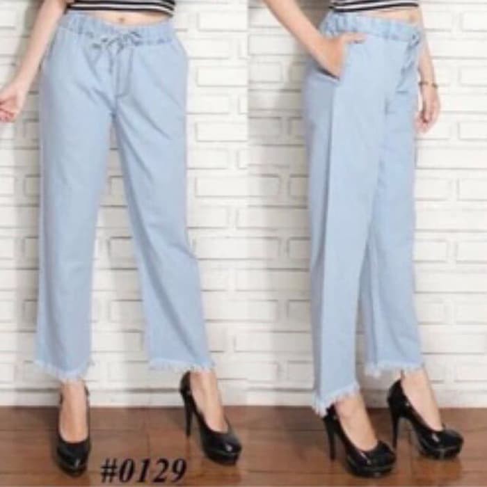 Jual grosir solo CELANA RIHANA JEANS RAWIS murah hijab wanita fashion Diskon