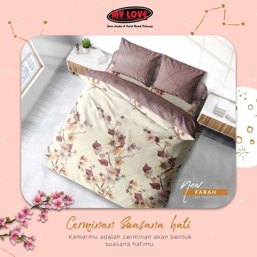 My Love Bed Cover set King T30cm 180X200 no 1 motif FARAH Badcover MyLove Sprei set Betcover