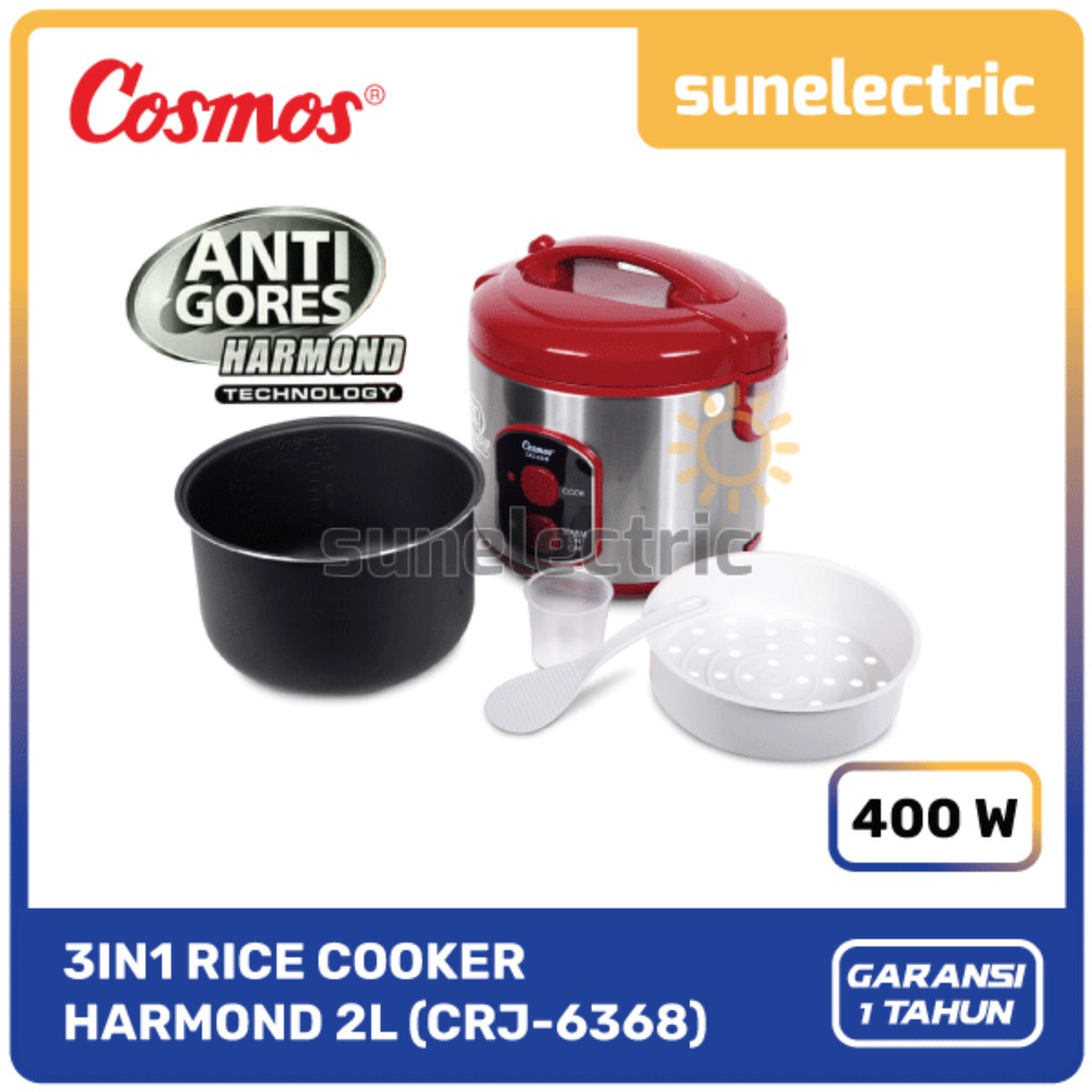 Cosmos CRJ-6368 Rice Cooker 3in1 Magic Com HARMOND (2 Liter) CRJ 6368 / CRJ6368 - MERAH