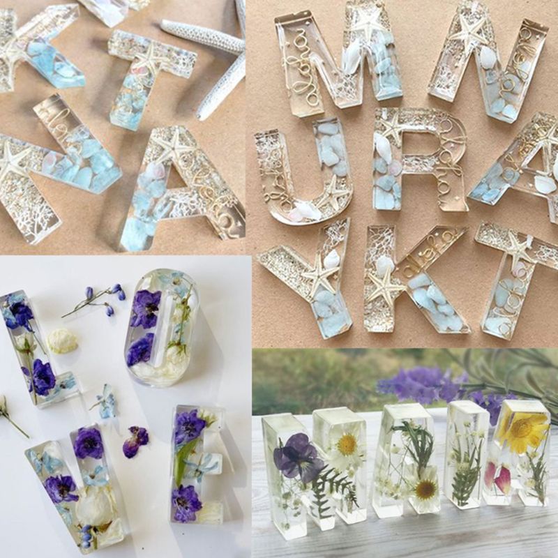 SIY  Crystal Epoxy Resin Mold Alphabet Letter Number Pendant Casting Silicone Mould