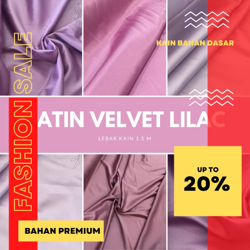 Bahan Kain Satin Velvet Premium Background Backdrop Warna Lilac Lebar 1.5 M