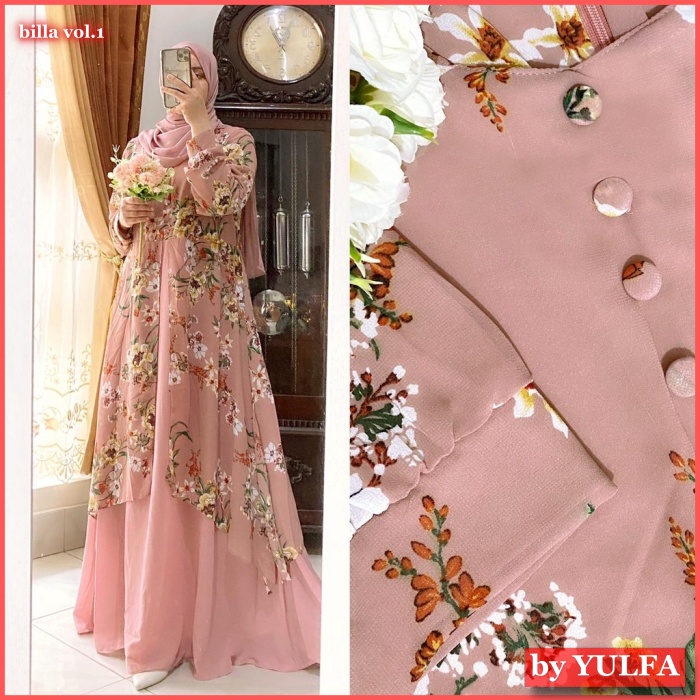 Gamis Terbaru Wanita 2021 Premium Mewah Motif Bunga Dress Wanita Kondangan