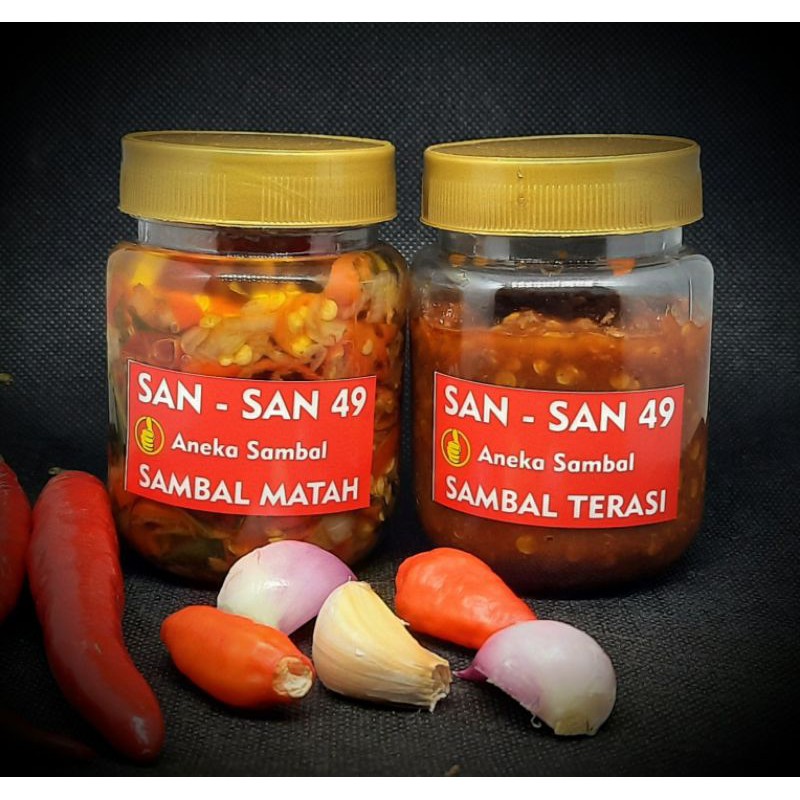 

SAMBAL SAN-SAN PAKET 1 (MATAH & TERASI) Berat bersih: Matah(165g) & Terasi(150g)