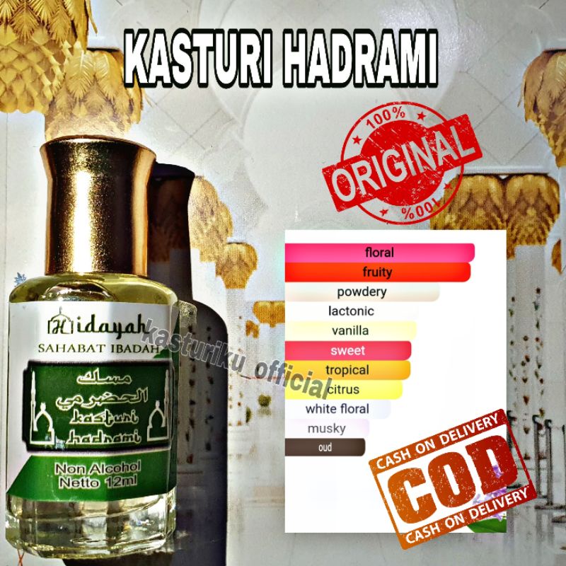 ( VIRAL HDR ) BIBIT PARFUM KASTURI HADRAMI 12ml ORIGINAL HIDAYAH