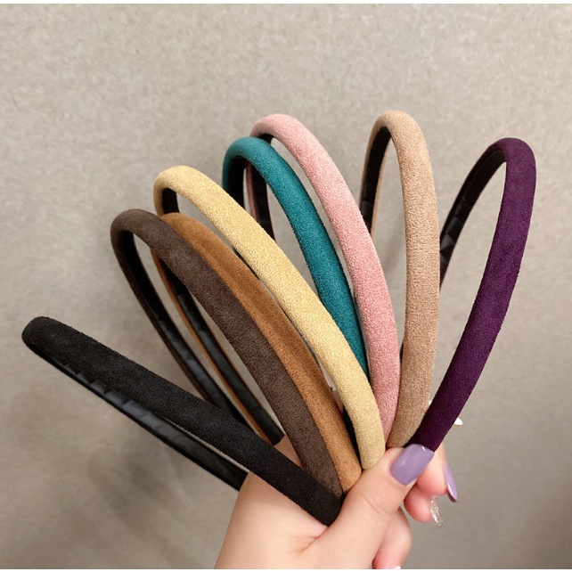 Bando Tipis Simpel Korea Bahan Suede / Bando Poni Wanita Caleb