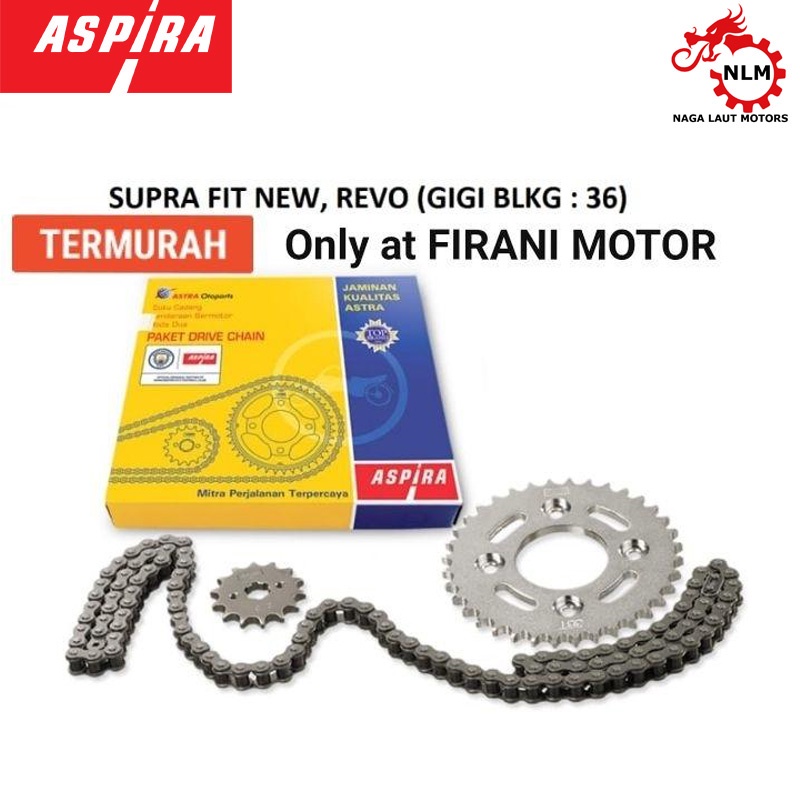 ASPIRA Paket Rantai Gearset Gear Girset Supra X 125 Karisma Rantai 420 KPH