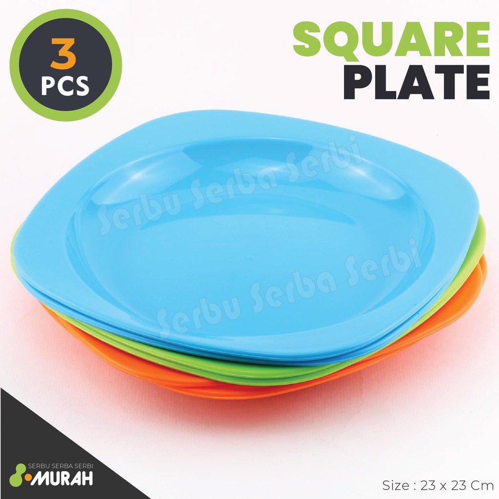 SERBU MURAH - SET 3 BOSTON Piring Saji Segi 23 cm - Piring Plastik