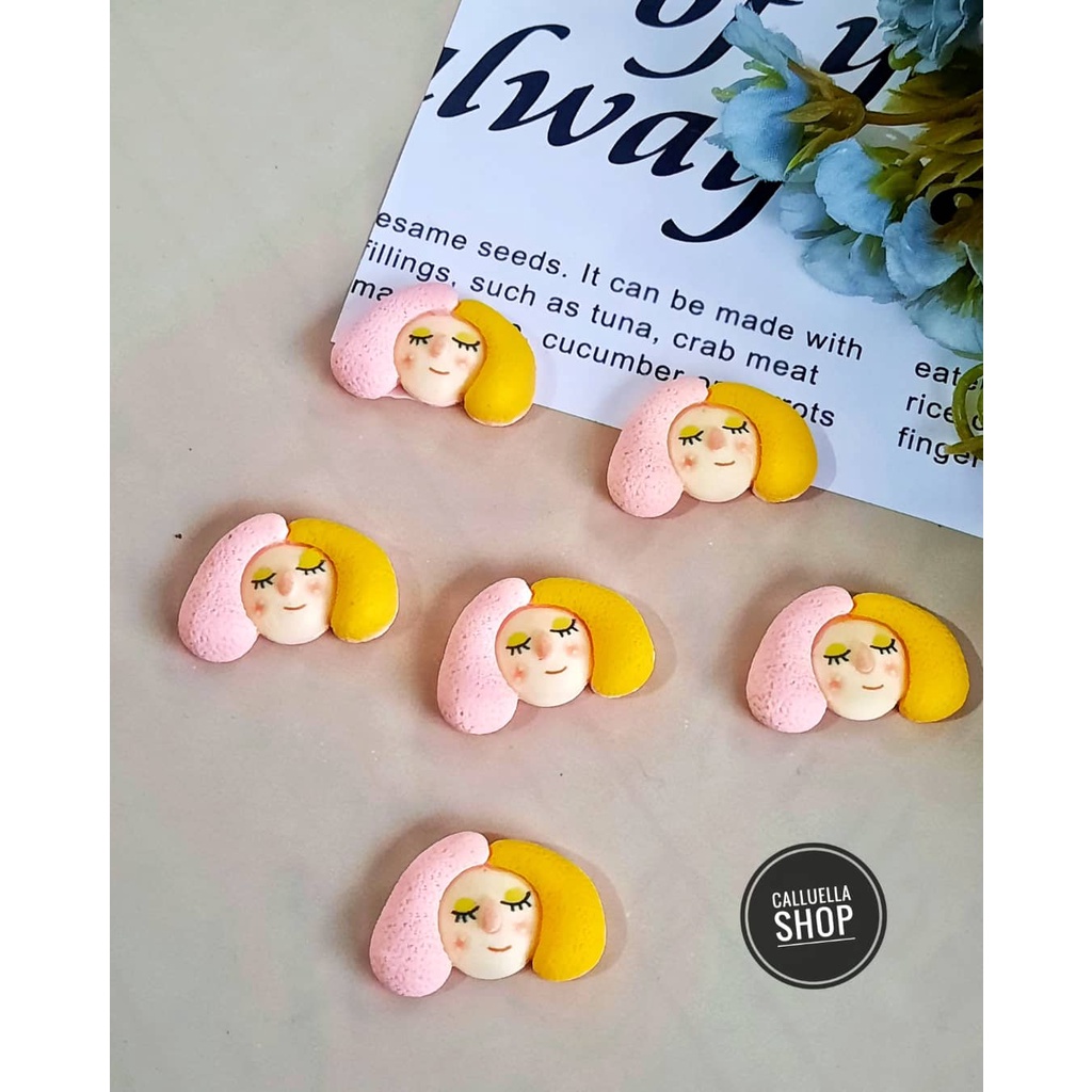 RESIN CLAY TEMPEL MIX MOTIF DAN WARNA MANIK PAREL CINCIN | BAHAN CRAFT CLAY GELANG BROS KALUNG STRAP MASK MASKER PAREL MANIK CRAFT KERAJINAN LUMAJANG FASHION-Cartoon girl F 1bj