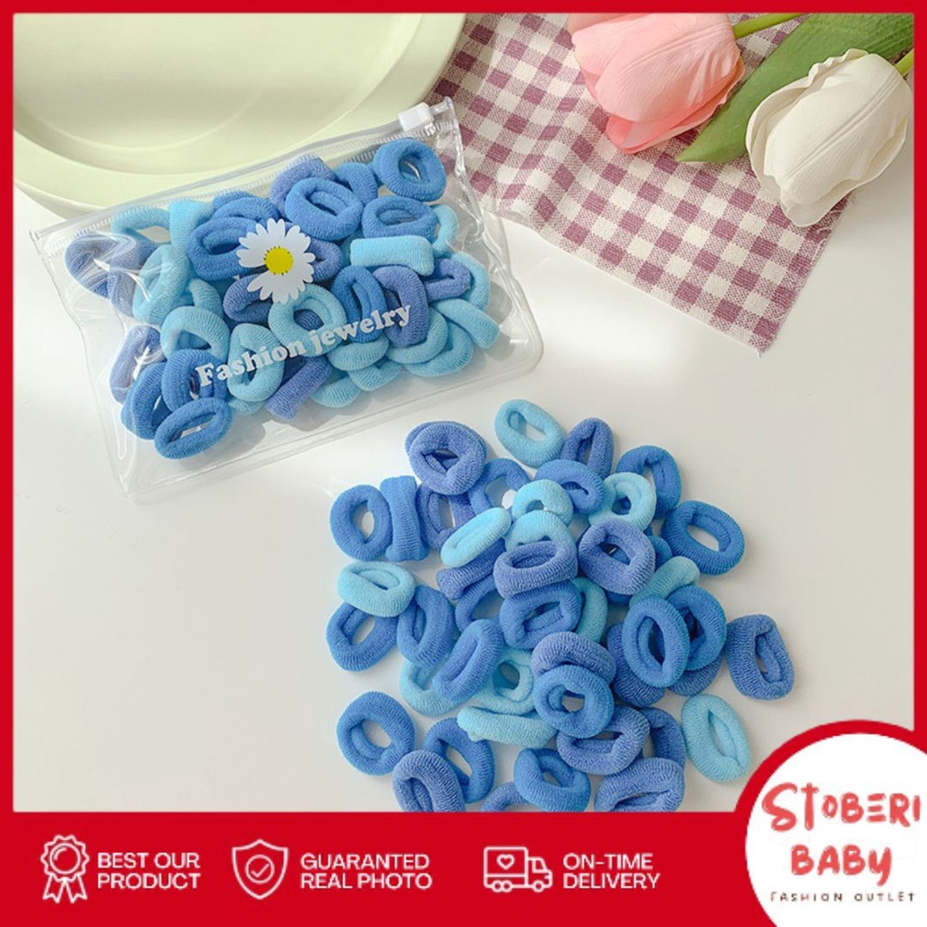 PUNCAK 3.3 stoberi baby - IKAT RAMBUT BON-BON 50PCS Karet Polos Korea Karet Simple Elegan Kuncir Rambut
