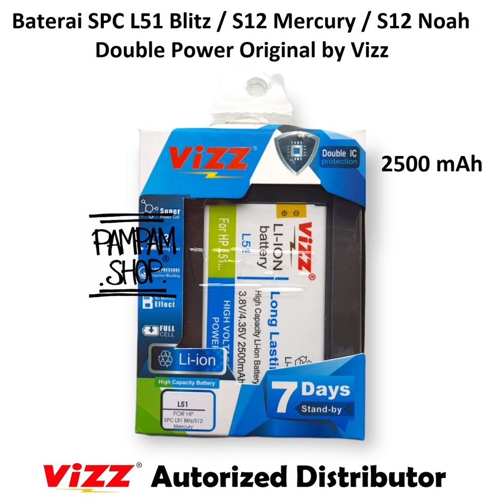 Baterai Vizz Double Power Original SPC L51 Blitz S12 Mercury Noah Batre Batrai Dual Battery Ori Mercuri Handphone HP