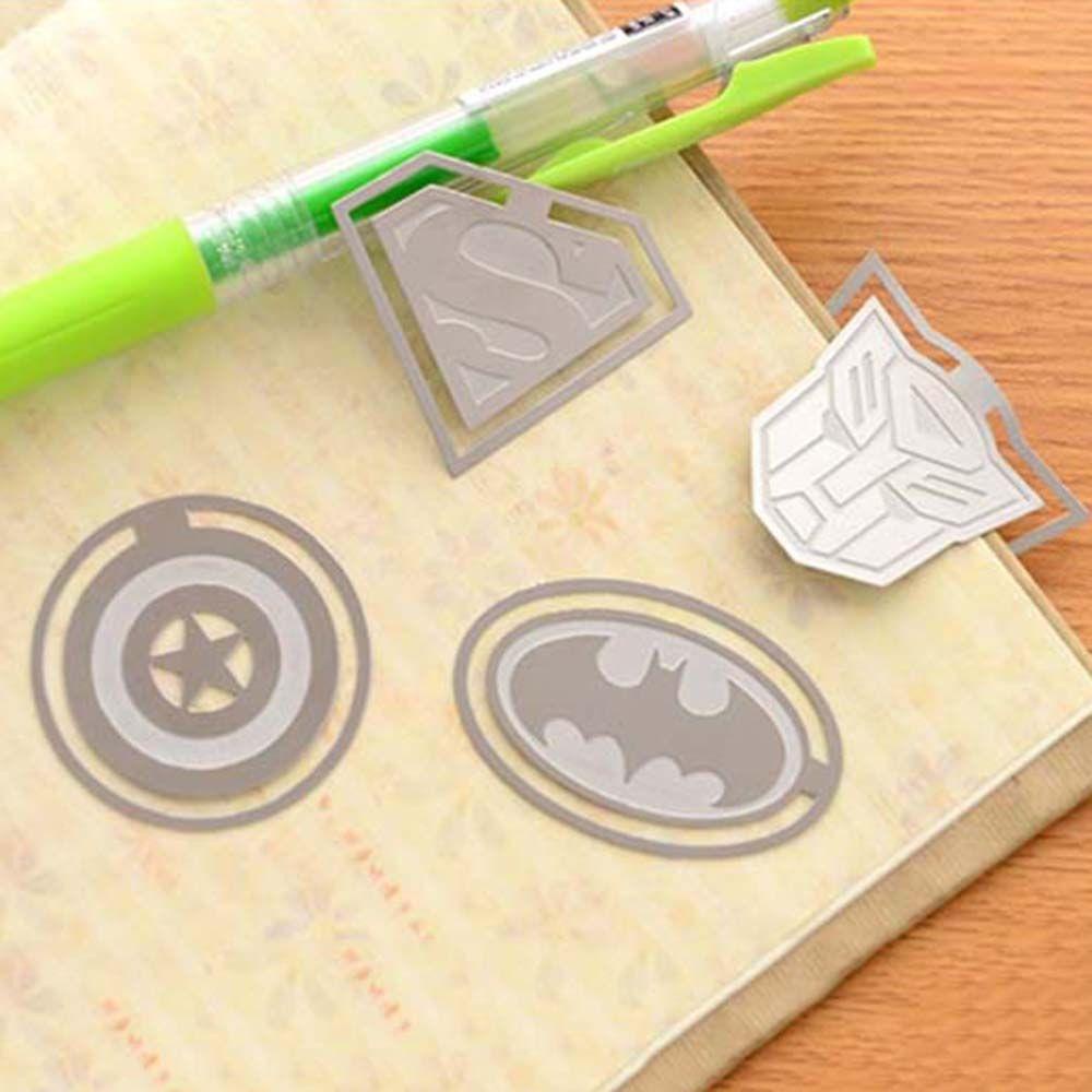 Lanfy Bookmark Metal Anak Superman Buku Kertas Klip Perlengkapan Kantor Batman Kartun Book Marker