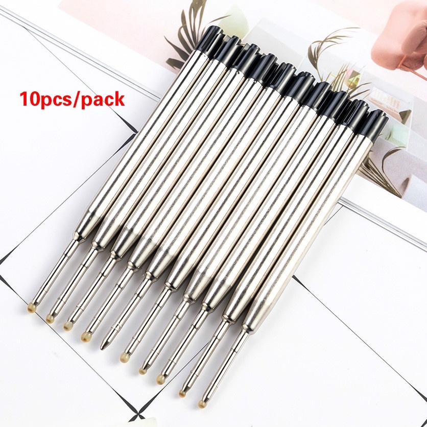 10pcs 1mm Black Blue Ink Roller Pen Refills Replacement Ink Pen Metal Refills School Office Writing