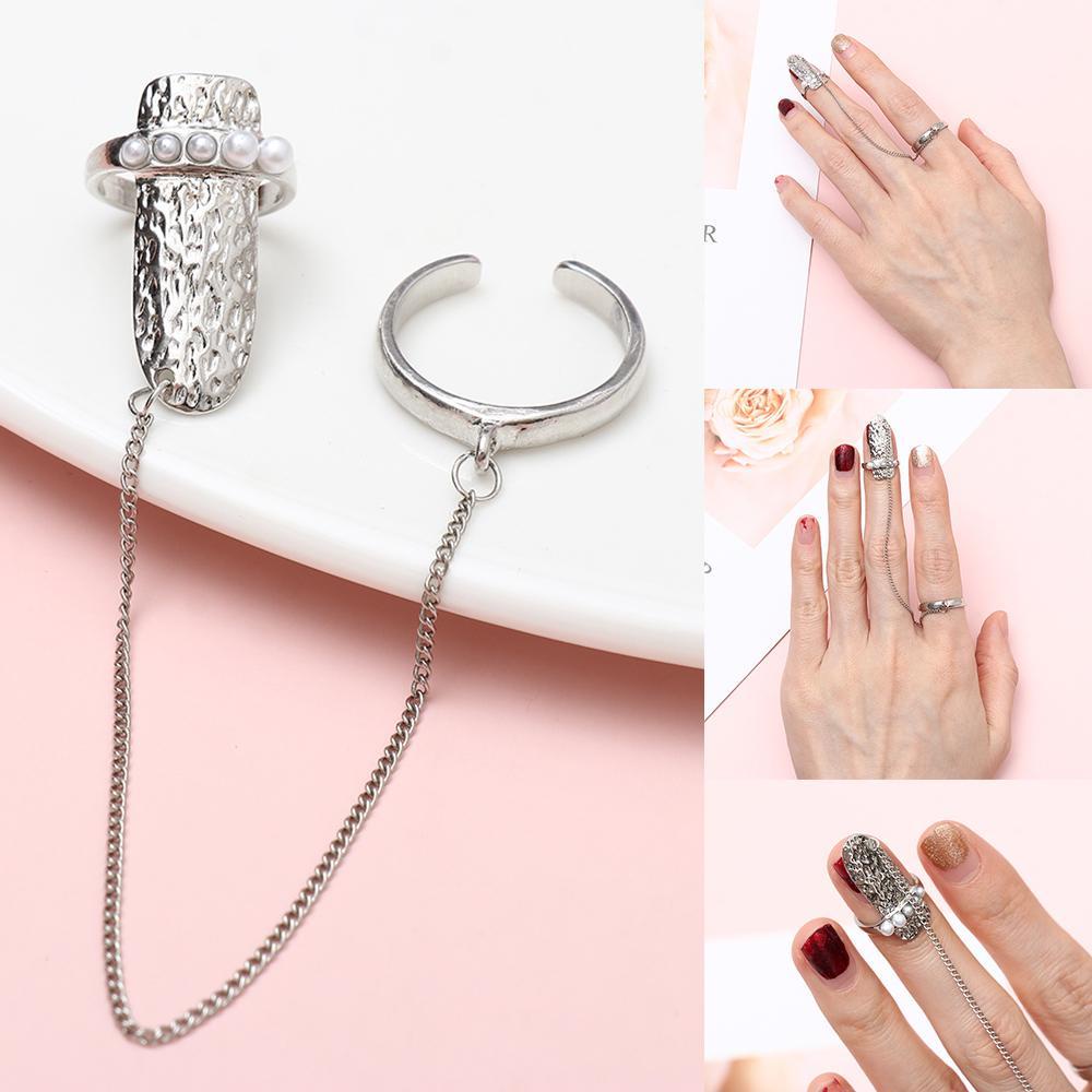 Lily Nail Ring Fashion Desain Sederhana Cincin Kuku Jari Warna Perak