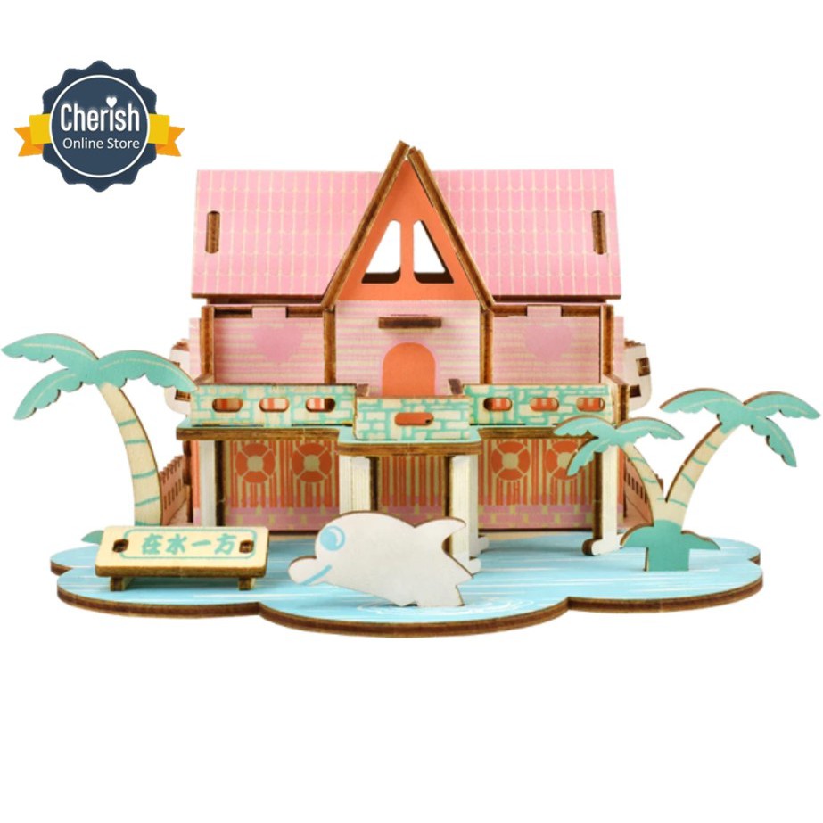 Puzzle 3D Kayu Rumah SUMMER HOUSE - Mainan DIY Anak Dari Kayu | B-042