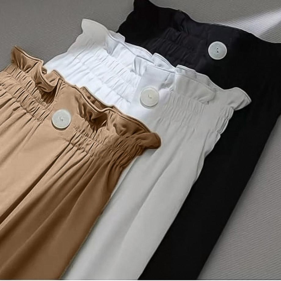 Murah Celana Wanita Kulot Panjang Terbaru 2022 Model Korea Leg Highwaist Pinggang Karet Elastis Keru