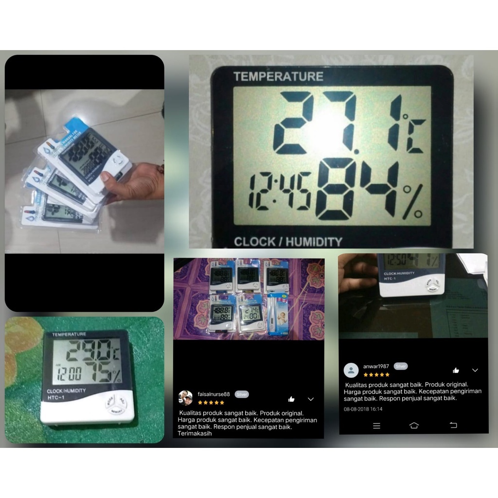 Digital HTC-1 Hygrometer/Termometer/pengatur suhu ruangan PLUS fitur jam alarm, kalender dan clock