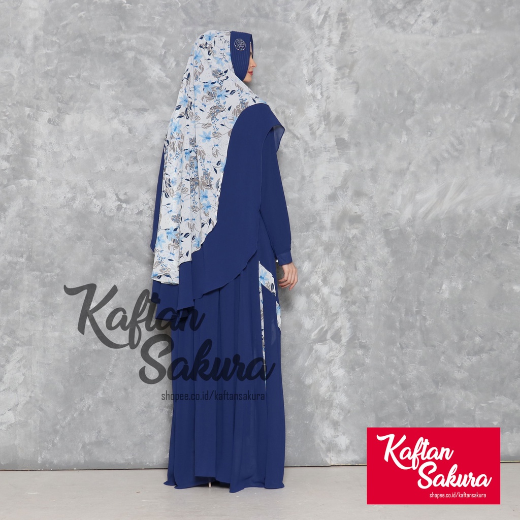 Baju Gamis Wanita Khimar Syar'i 1 set bahan Premium Mewah Fashion Muslim mewah terbaru untuk kondangan pesta lebaran 2022 bisa COD Gojek Instant Sameday Warna Biru Navy Pink Merah Maroon