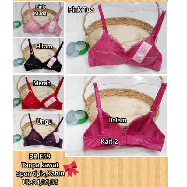 Bh atau Bra BR E59 tanpa kawat spon tipis