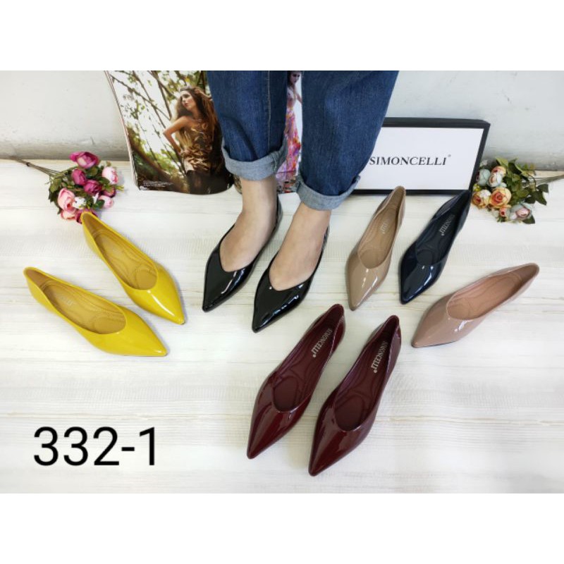 NEW  FLAT SHOES GLOSSY WANITA SIMONCELLI IMPORT