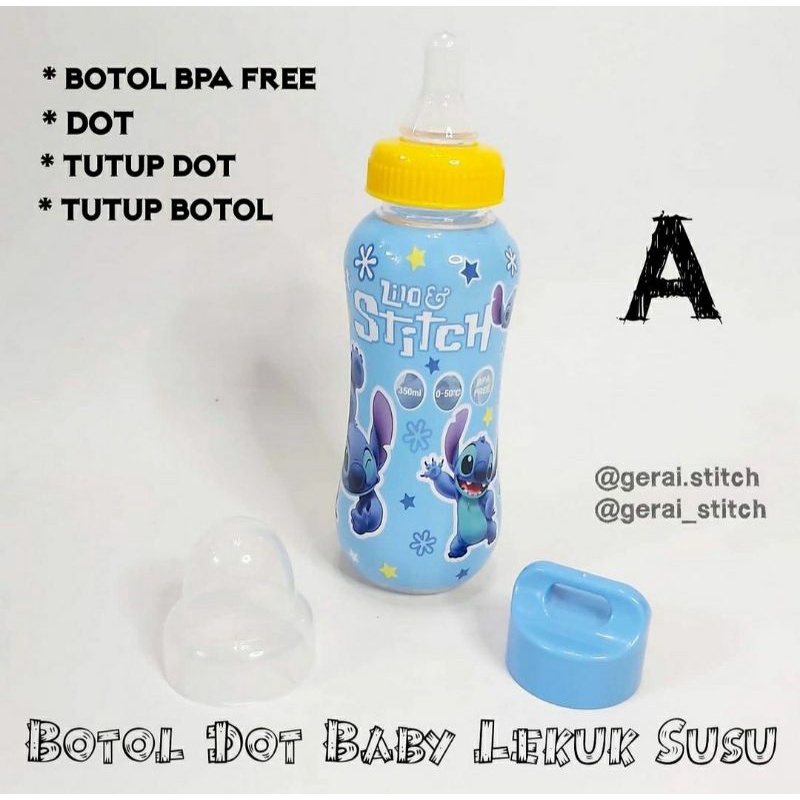 Botol stitch lekuk susu, Botol lilo stitch, dot baby stitch