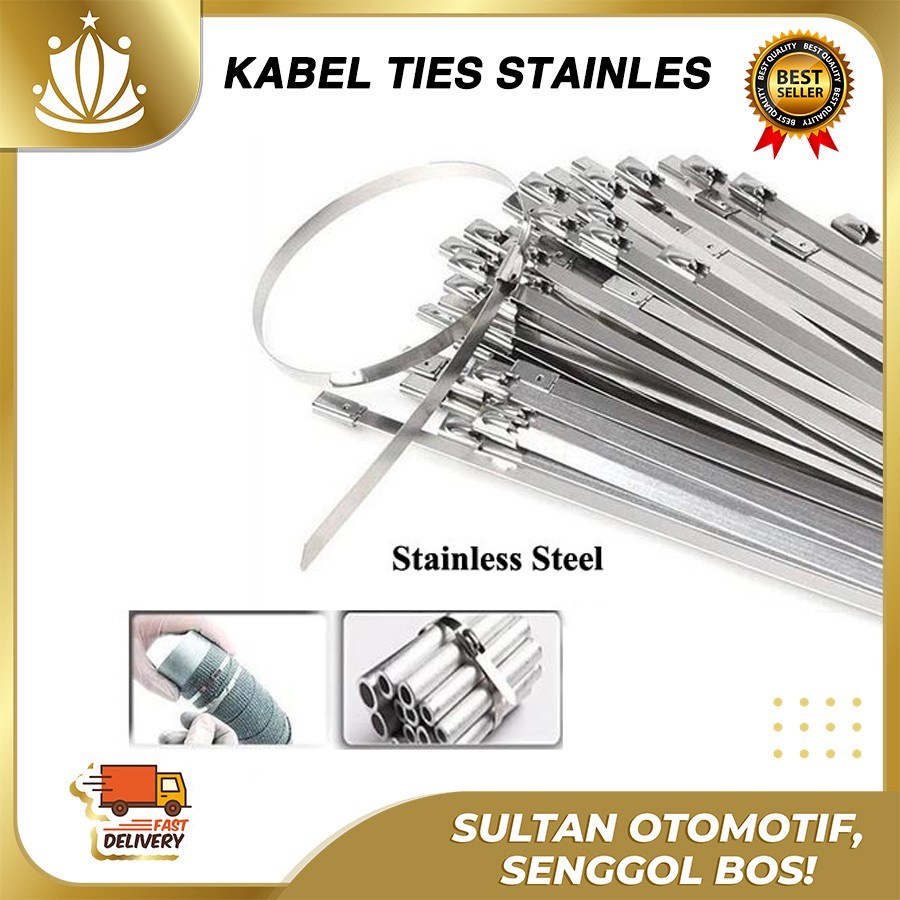 Stainless Kabel Ties / Klem Knalpot Exhaust Wrap Motor Mobil 20cm