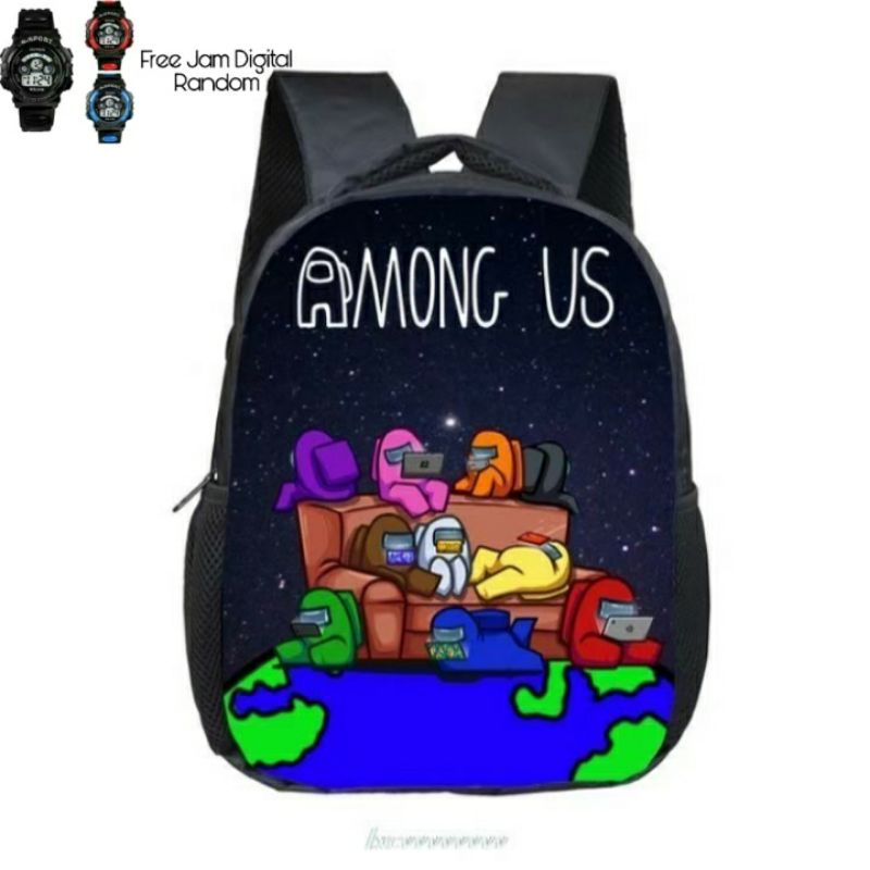 RANSEL EVENGER/AMOUNGUS 2IN1 TAS ANAK LAKI-LAKI FREE JAM TANGAN