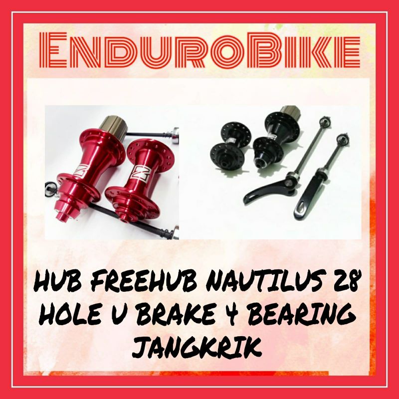 HUB FREEHUB NAUTILUS 28 HOLE FOLDING BIKE SEPEDA LIPAT V BRAKE ENDUROBIKE