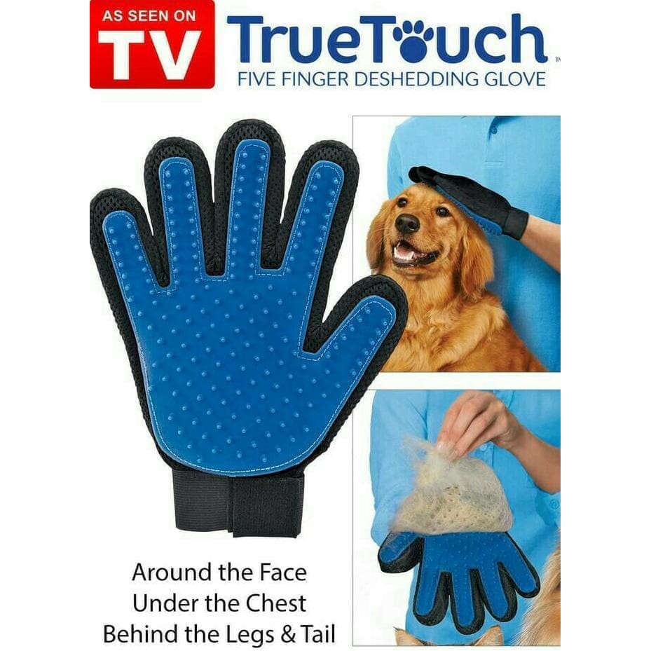 True Touch Pet Glove / Sarung Tangan Sikat Grooming Kucing Anjing / Sisir Bulu Kucing Anjing