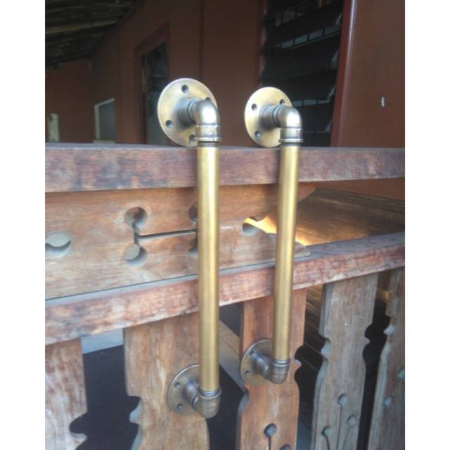 Antique Pipe Brass Door Pull / Handle Pintu Kuningan Motif Pipa Juwana