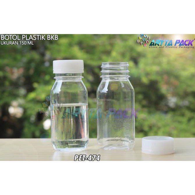 PET474. BOTOL PLASTIK 150ML MINUMAN BKB TUTUP SEGEL NATURAL