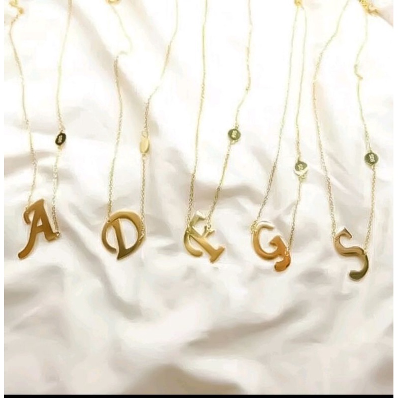 Kalung Titanium Inisial Huruf A - Z Warna Gold Cantik/Mewah