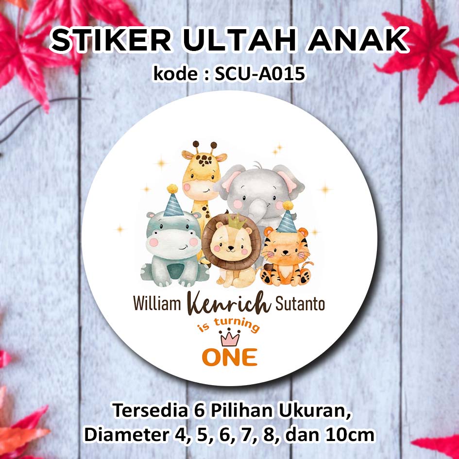 

STIKER ULANG TAHUN ANAK HEWAN RIMBA STICKER LABEL ULTAH BINGKISAN SOUVENIR KEMASAN KOTAK NASI BOX KUE MAKANAN