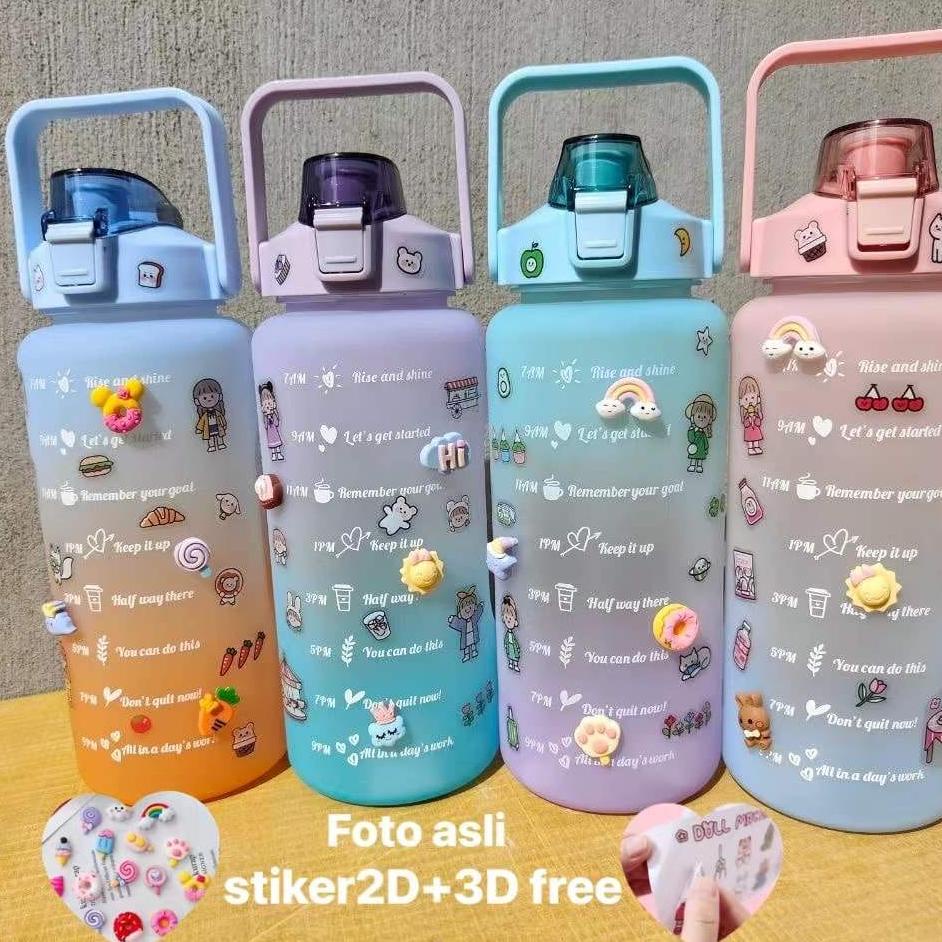BOTOL MINUM KEKINIAN 2 LITER 1,3 LITER BOTOL MINUM VIRAL BOTOL PELANGI MOTIVASI TERLARISS...,,,,,