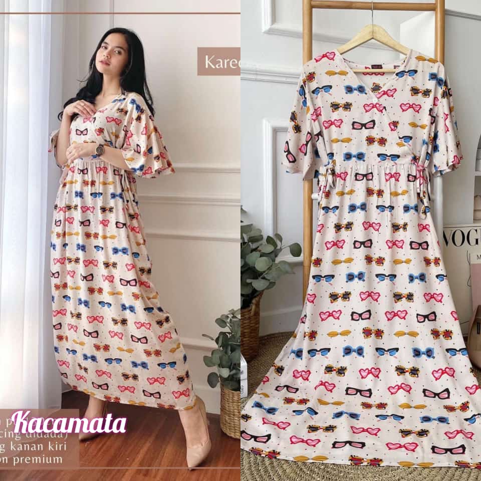 COD Kareen Dress Kimono  / Kimono Bahan Rayon Tali Samping Kanan Kiri Busui /Homedress Viral / Cozahijab