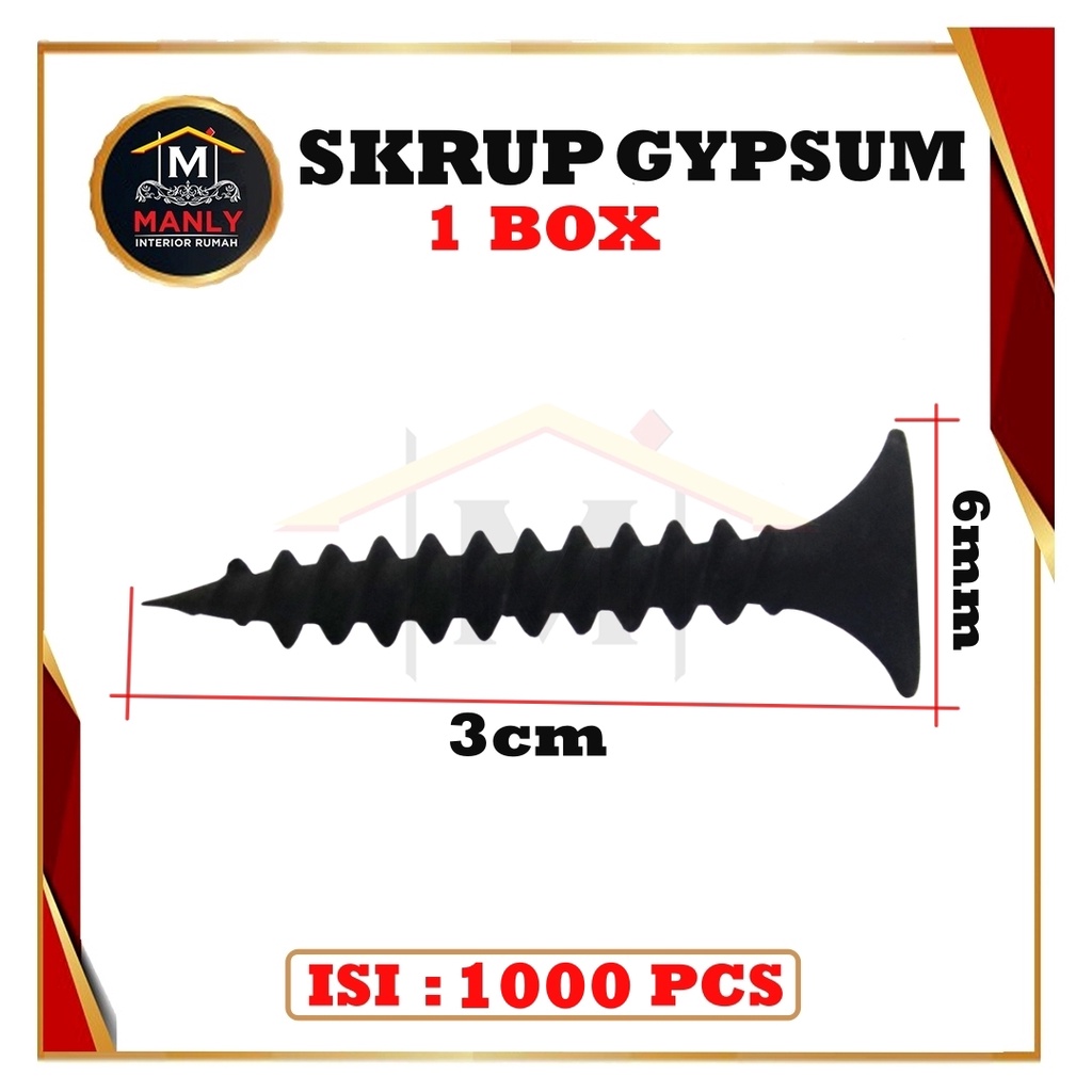 Sekrup Gypsum Harden 3 cm / Skrup Hitam 6 x 1 1/4 ( 3 cm) isi 1000 pcs