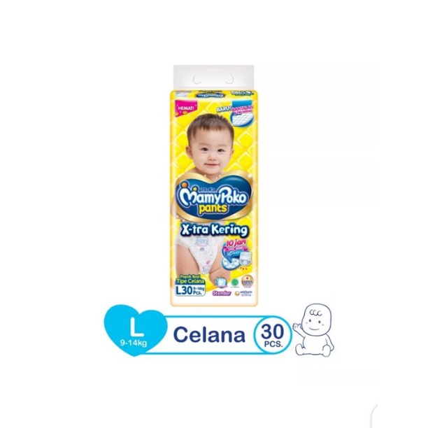 MamyPoko Pants X-tra Kering Dan Baby Happydan MAKUKU / Pampers Bayi / Popok/ Pampers Celana Bayi Ukuran S, M dan L