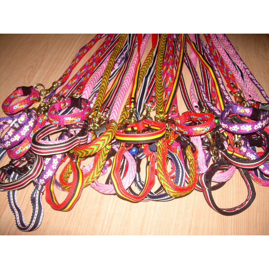 Kalung  Anjing dan Kucing Motif + Lonceng dan Tali penuntun 1.5CM