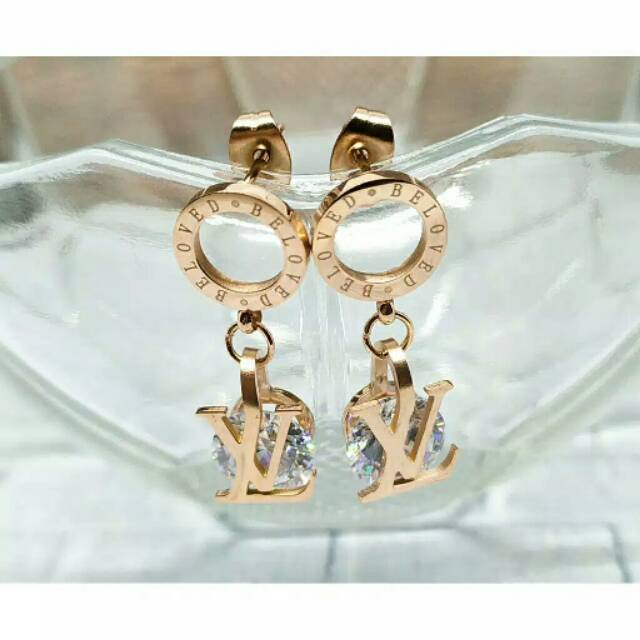 GG Anting Tusuk L*VI Titanium Lapis Emas 18k#AT-146