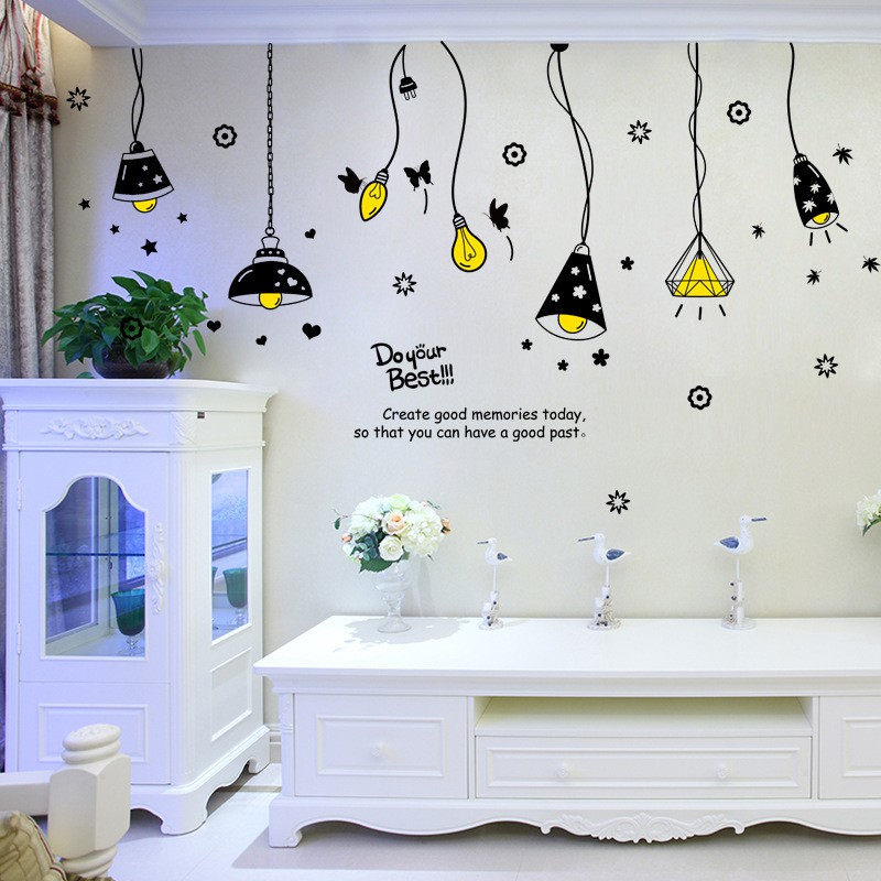 RELIZA WALL STICKER 60X90 LAMPU GANTUNG HITAM WALL STIKER DINDING XL8198