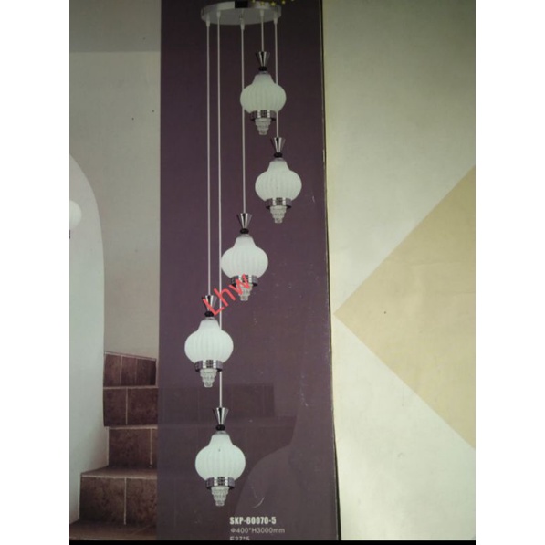 Lanpu gantung minimalis klasik SKP60070-5 dekorasi tangga, taman indoor, ruang makan