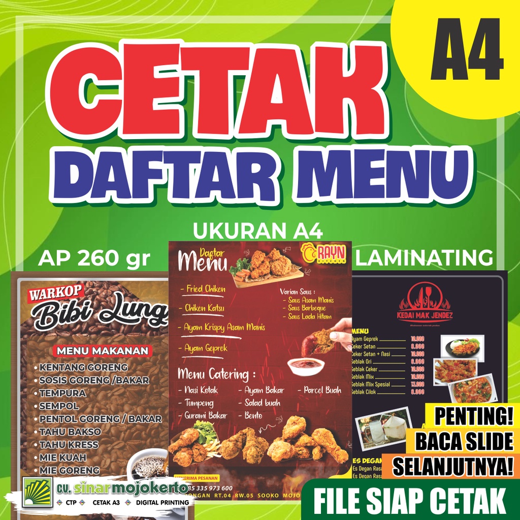 

Cetak Daftar Menu Makanan dan Minuman (Proses Cepat Sehari Jadi) || Best Seller