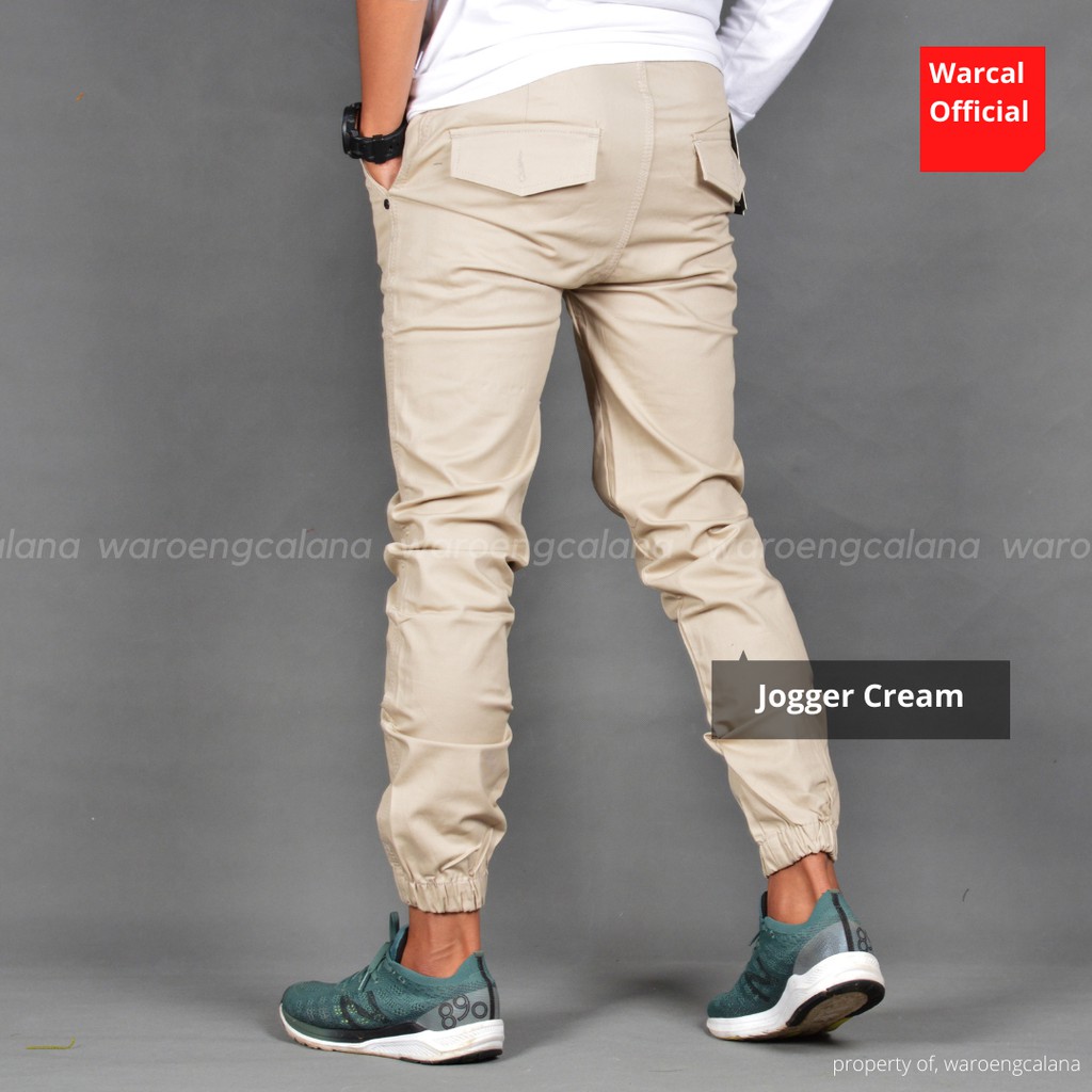 Jogger Pants Cream Celana Panjang Pria