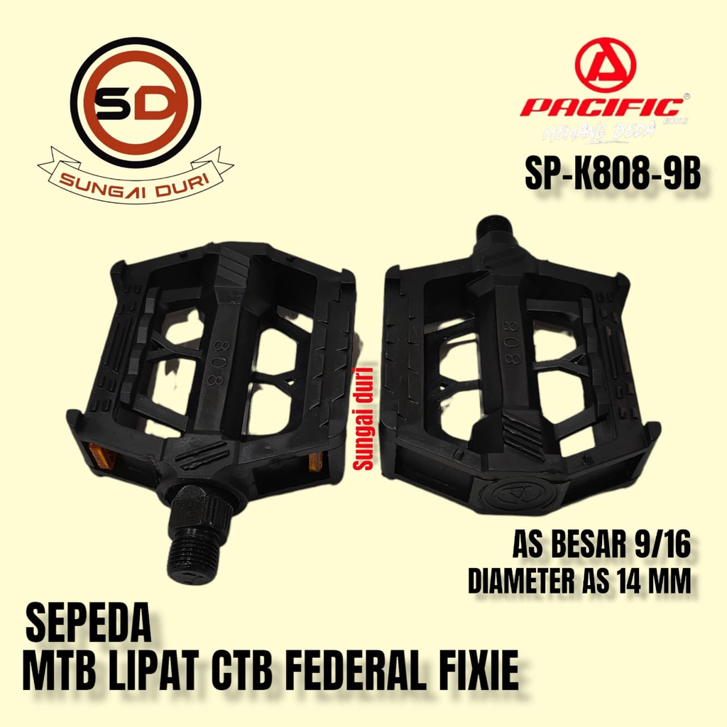 pedal sepeda as besar 9/16 pacific sp-k808-9b