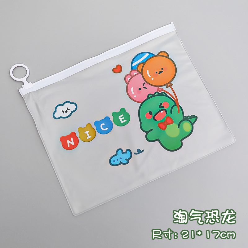OVERFLOWS.ID ZIPPER POUCH CACTUS UNICORN TEMPAT PENSIL TRANSPARANT FLAT POUCH IMPORT KAKTUS-Dino Ballon